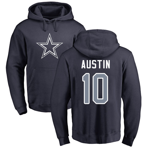 Men Dallas Cowboys Navy Blue Tavon Austin Name and Number Logo #10 Pullover NFL Hoodie Sweatshirts->nfl t-shirts->Sports Accessory